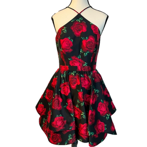 Camille la Vie short prom/formal halter dress w/flounce hem, size 5 (small)